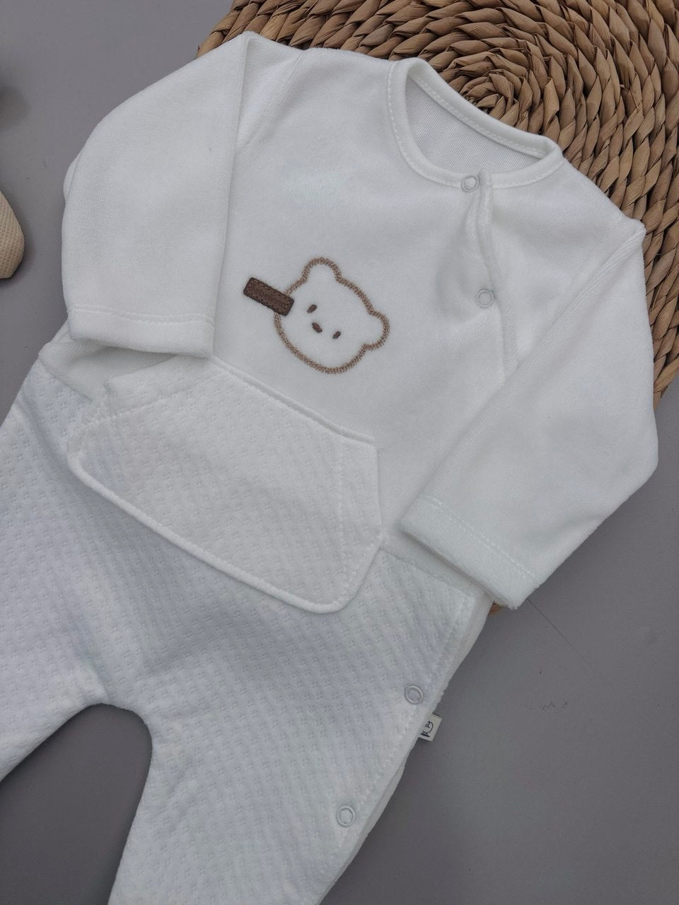 White Bear Velvet Footed Overall