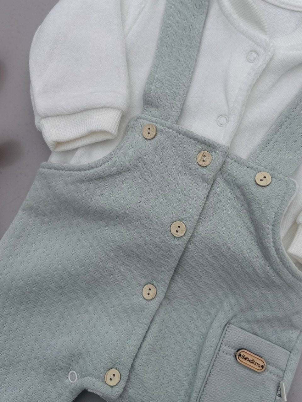 White And Mint Velvet With Cotton Romper