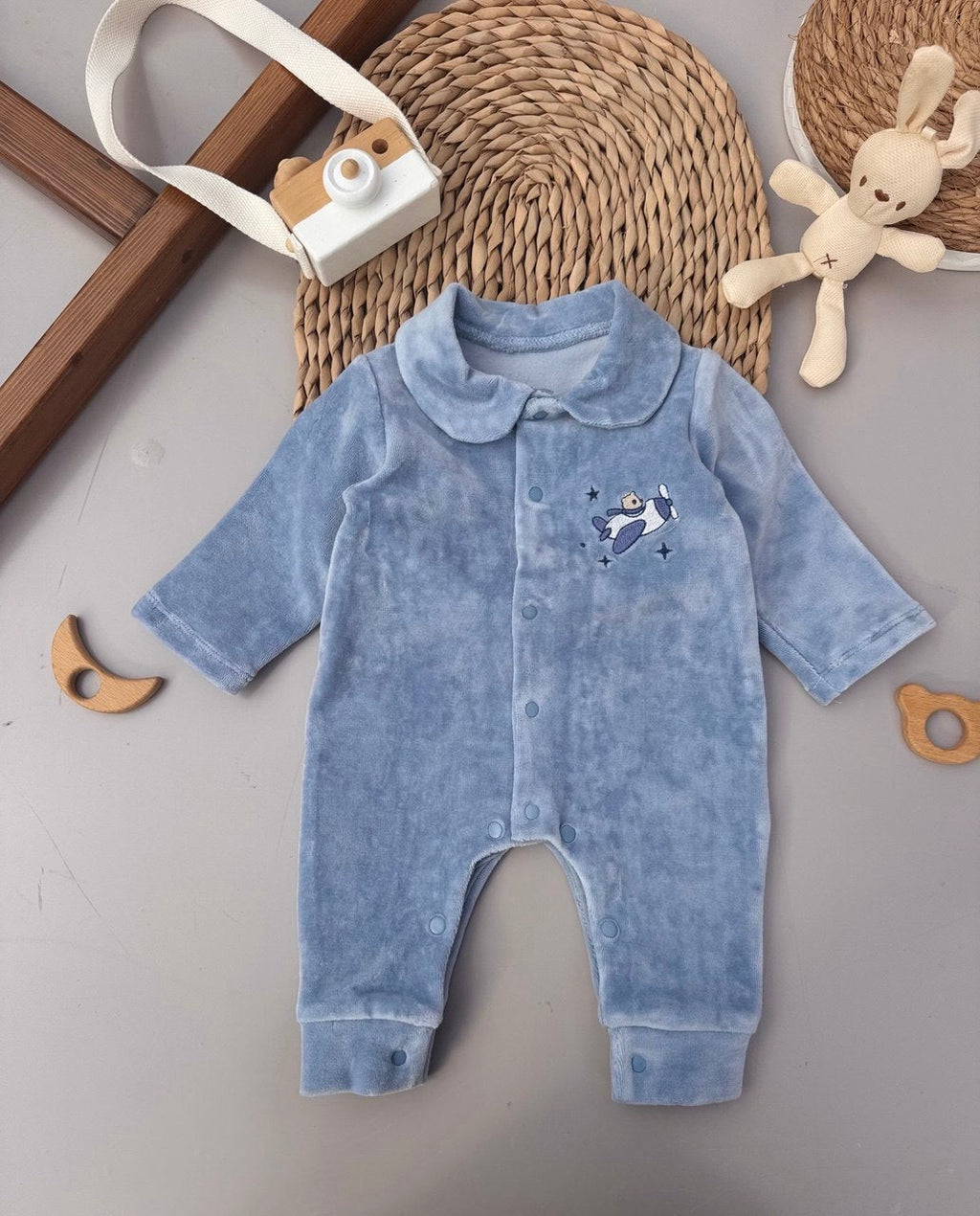 Thick Velvet Dark Blue Pilot Overall