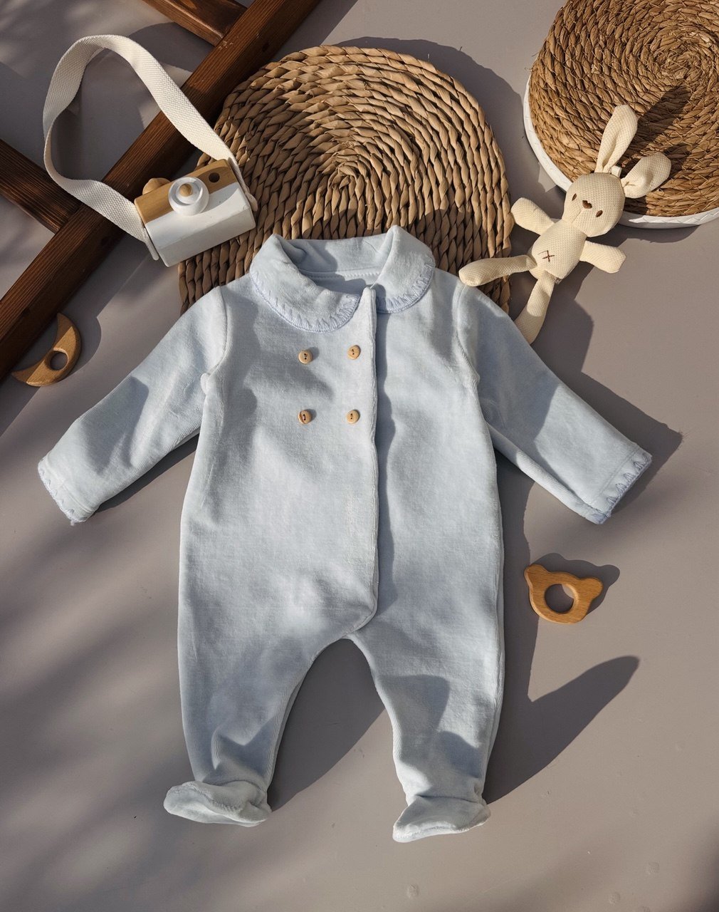 Thick Velvet Baby Blue Overall