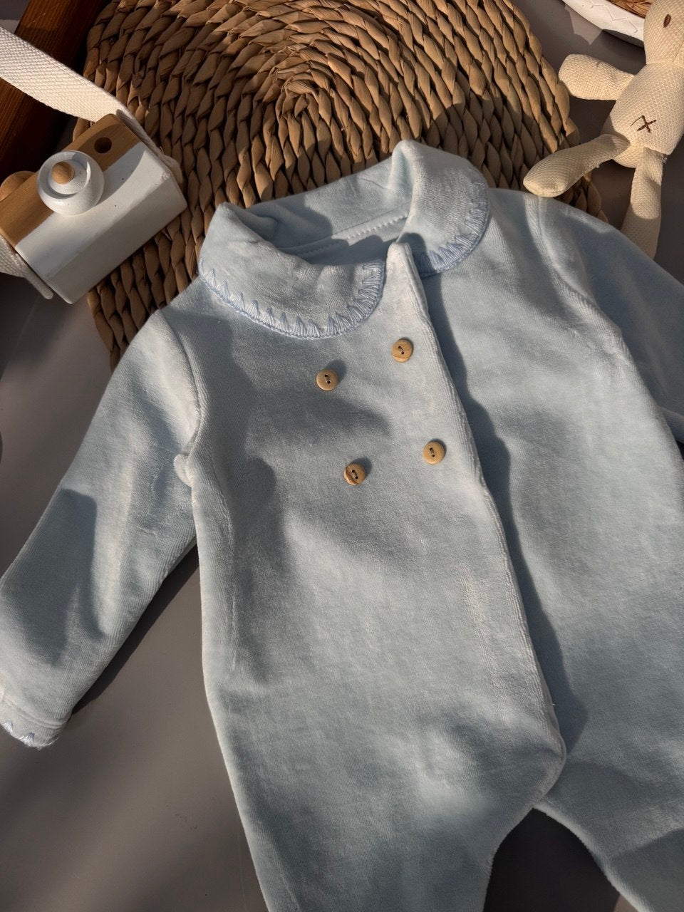 Thick Velvet Baby Blue Overall
