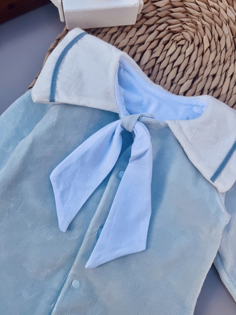 Thick Velvet Sailor Baby Blue Overall