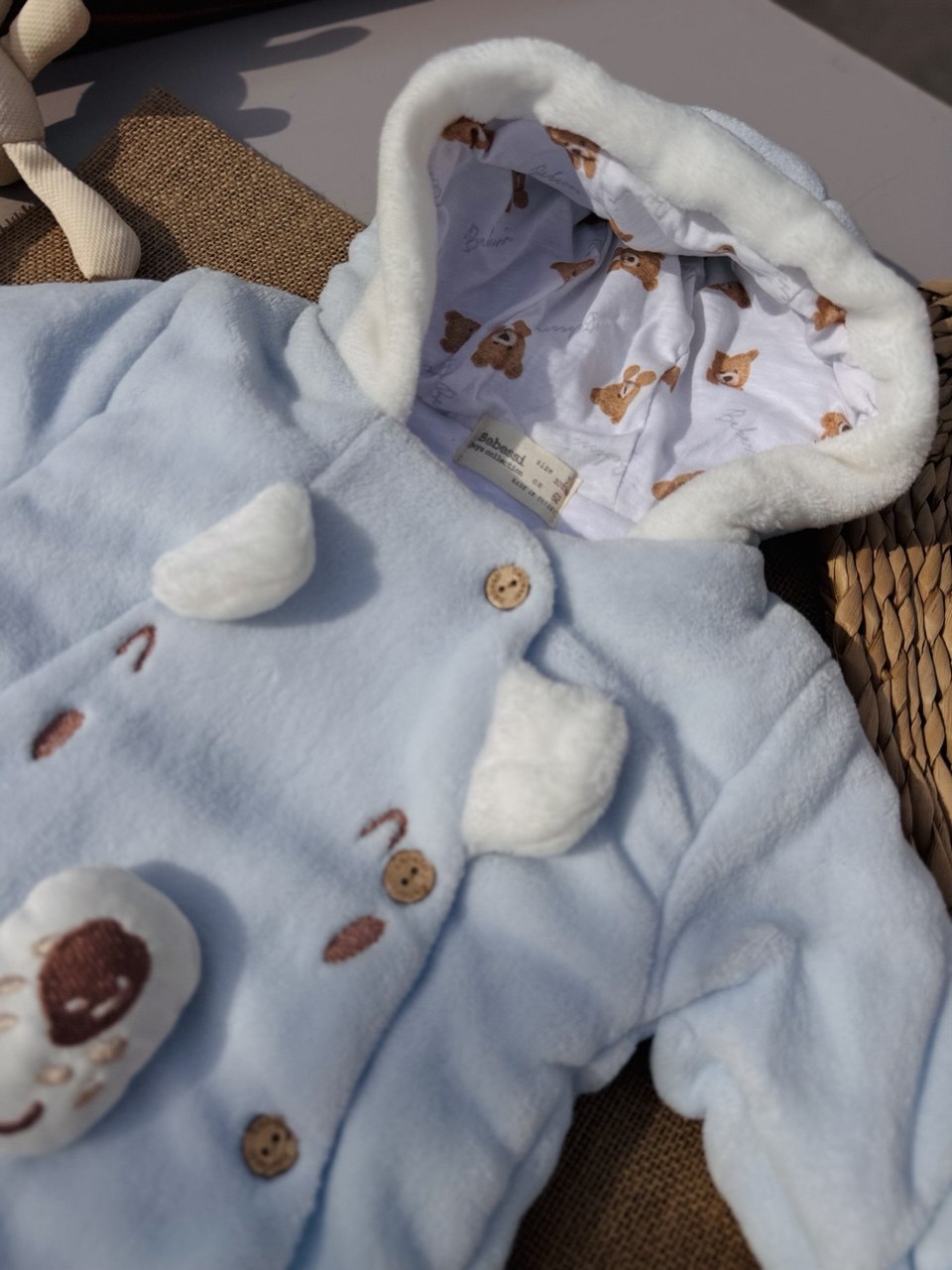Blue Soft Fur Jumpsuit Cotton-Lined