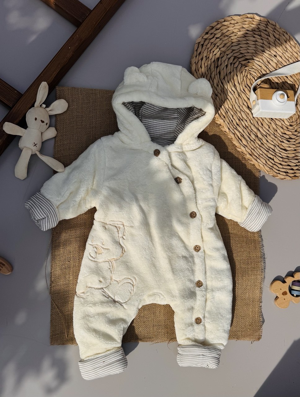 Off-White Bear Soft Fur Jumpsuit Cotton-Lined