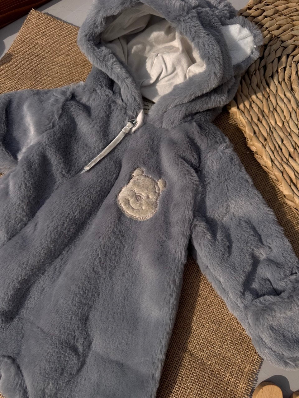 Grey Soft Fur Jumpsuit Cotton-Lined