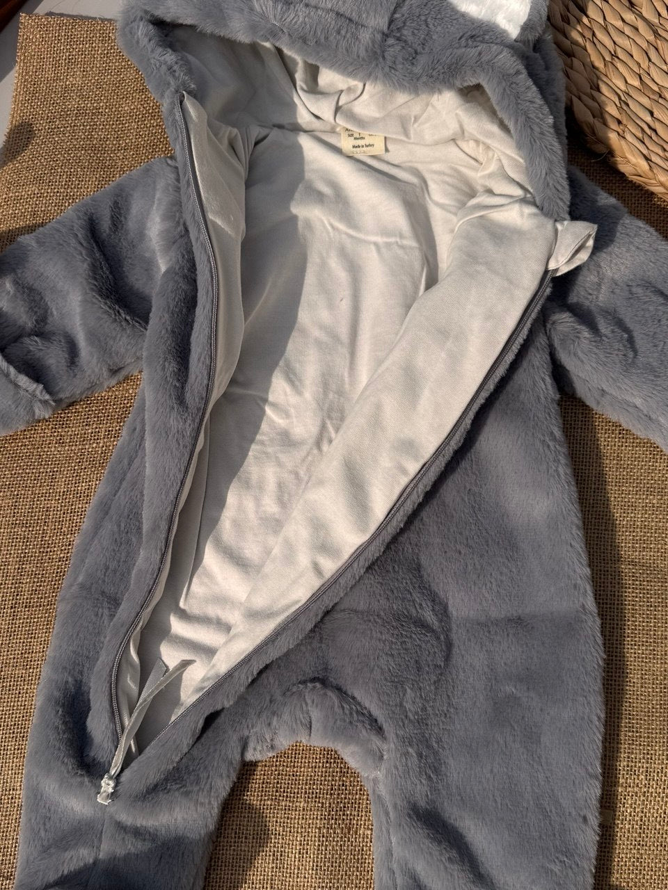 Grey Soft Fur Jumpsuit Cotton-Lined