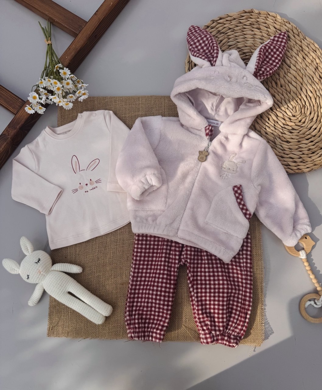 Pink And Cherry fur set 3 pcs