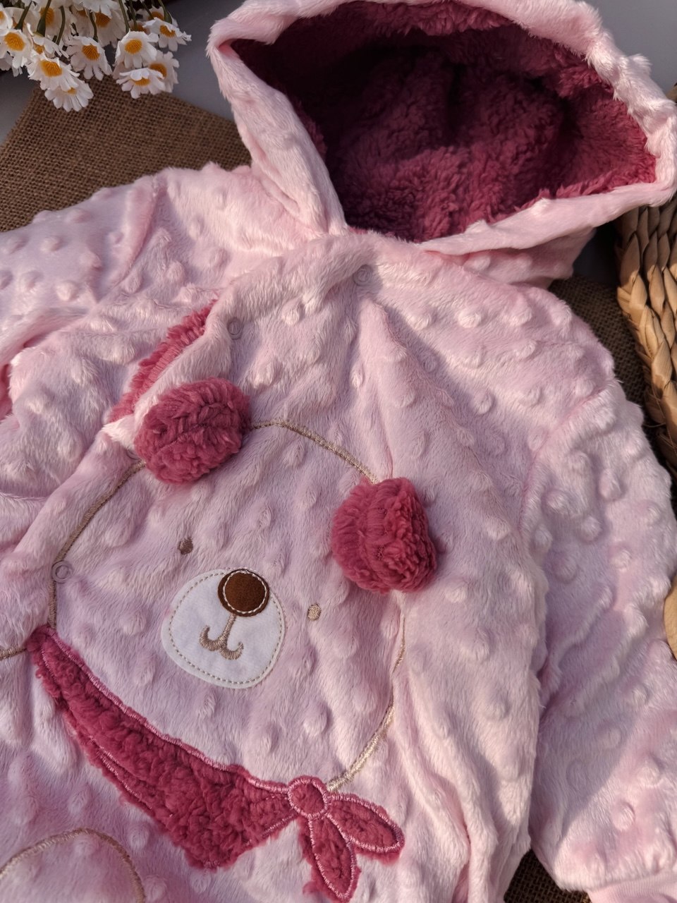 Pink And cherry  Very thick fur Overall fleeced