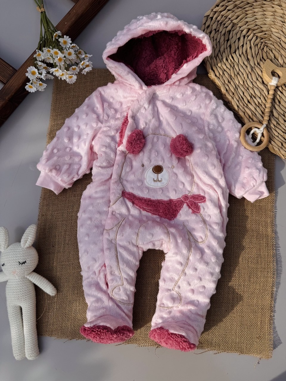 Pink And cherry  Very thick fur Overall fleeced