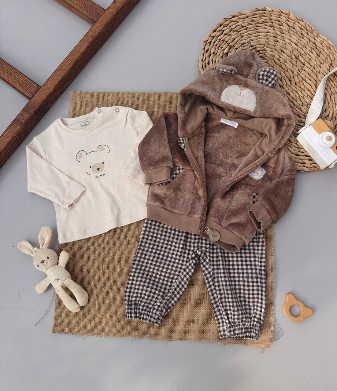 Brown Teddy Bear fur set 3 pcs