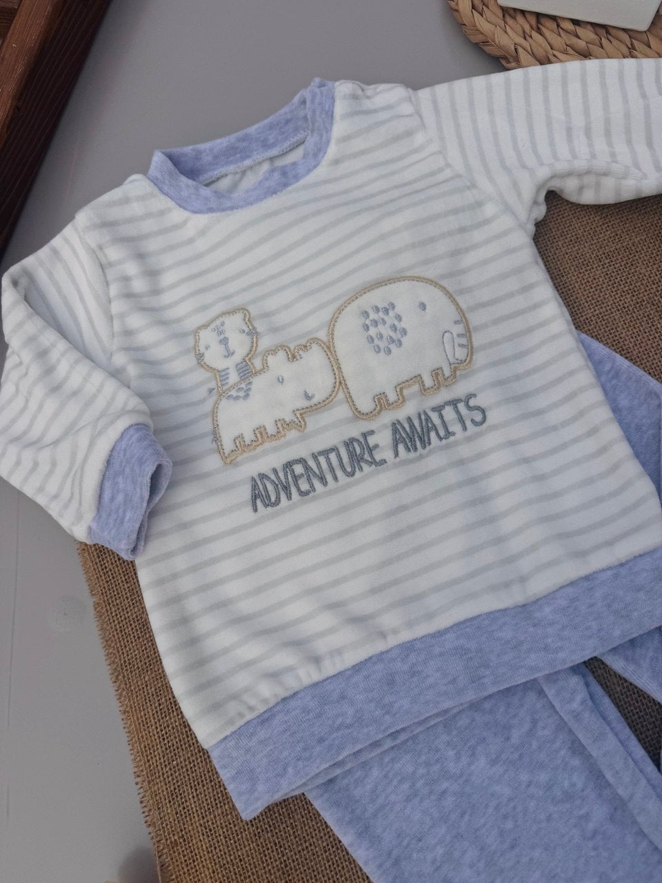 Grey Velvet Pyjama 3 Pcs