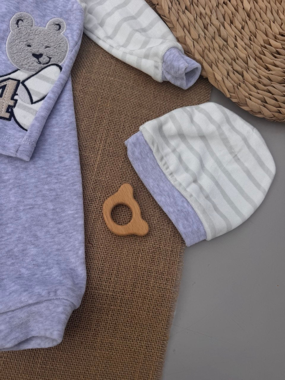 Grey Velvet Pyjama 3 Pcs