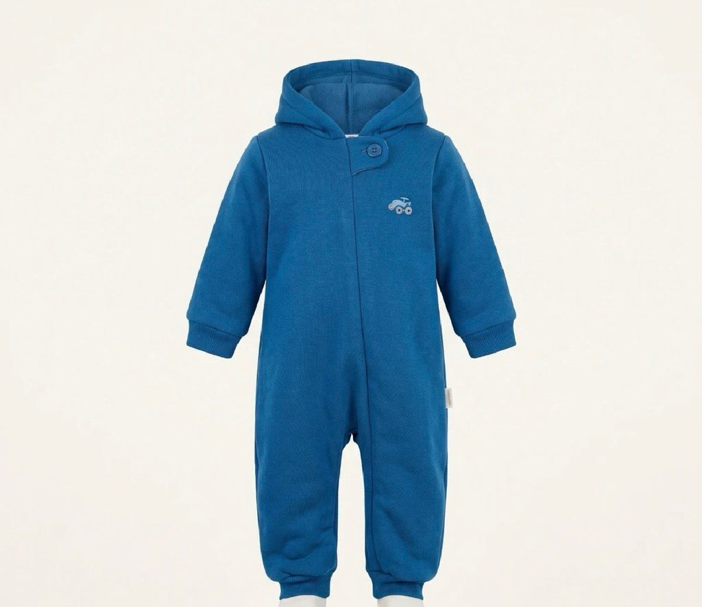 Blue Thick Hooded Romper With basic Overall