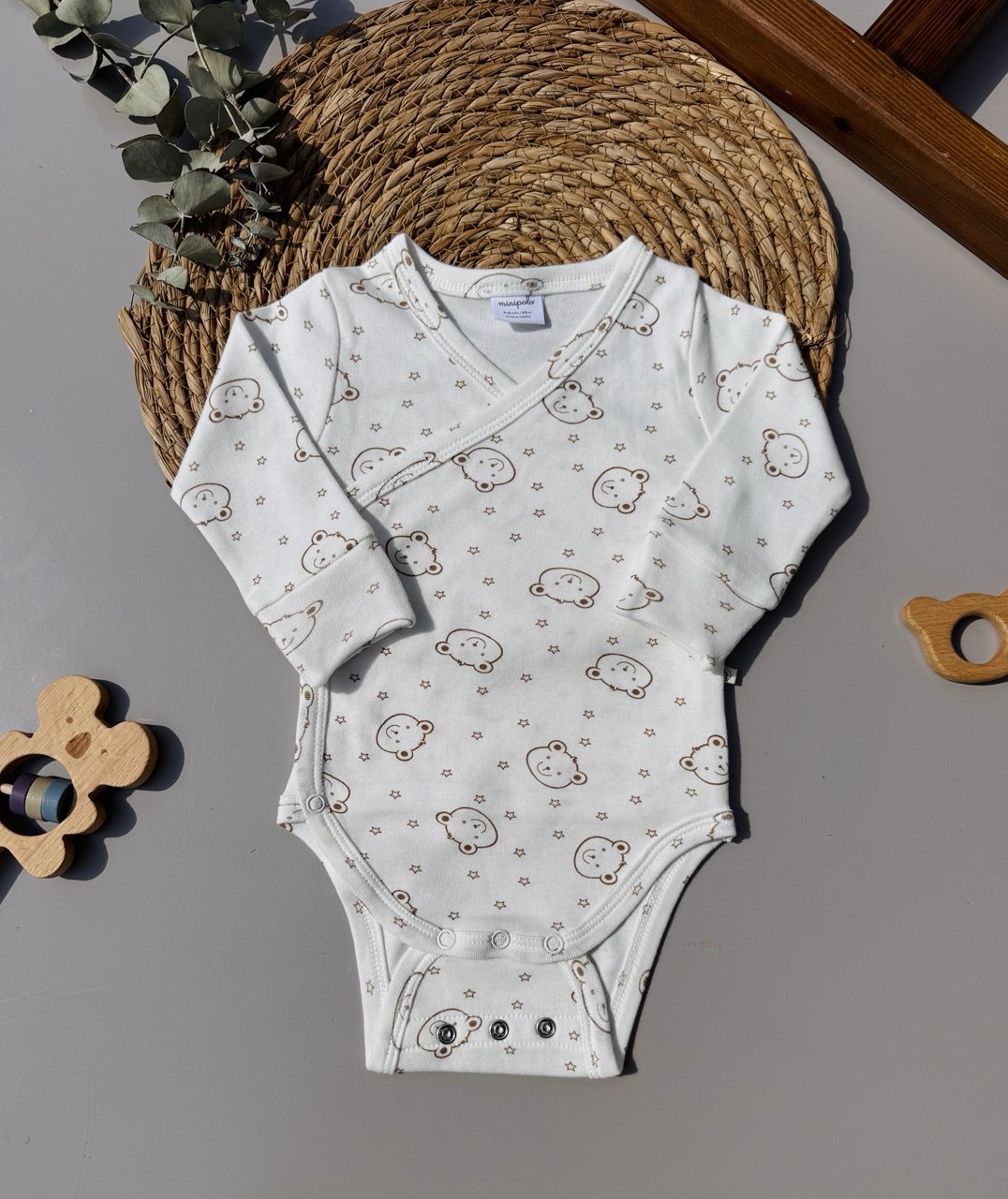 Off-White Bears Organic Cotton Double Layer Bodysuit 2 Levels