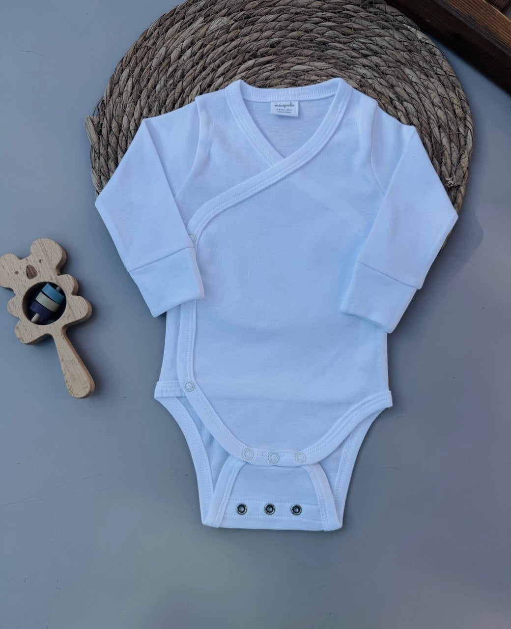 White Organic Cotton Double Layer Bodysuit 2 Levels
