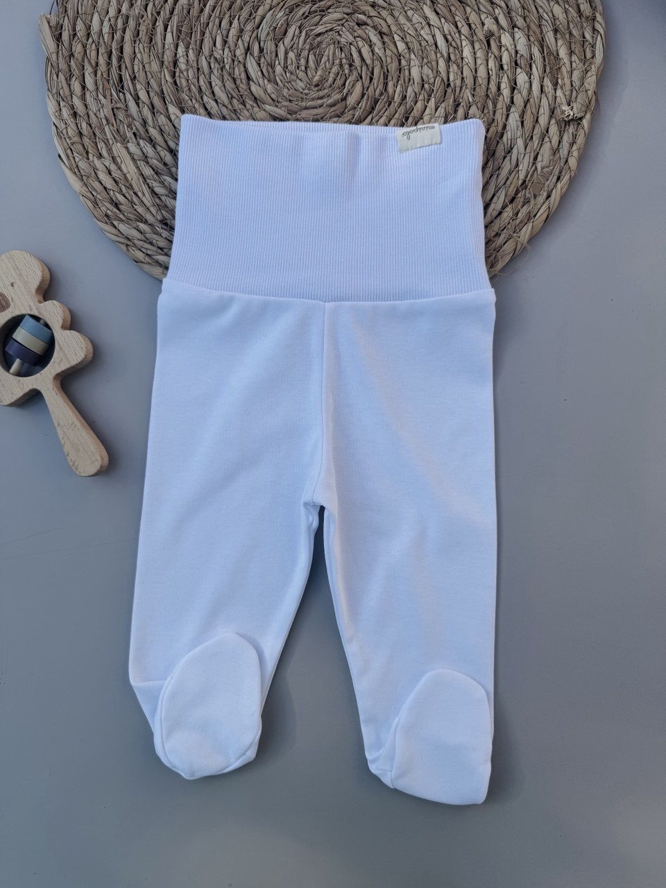 White Organic Cotton High Waisted Pants