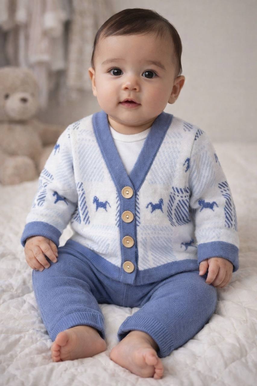 Blue And Grey Horse Wool Set 2 Pcs