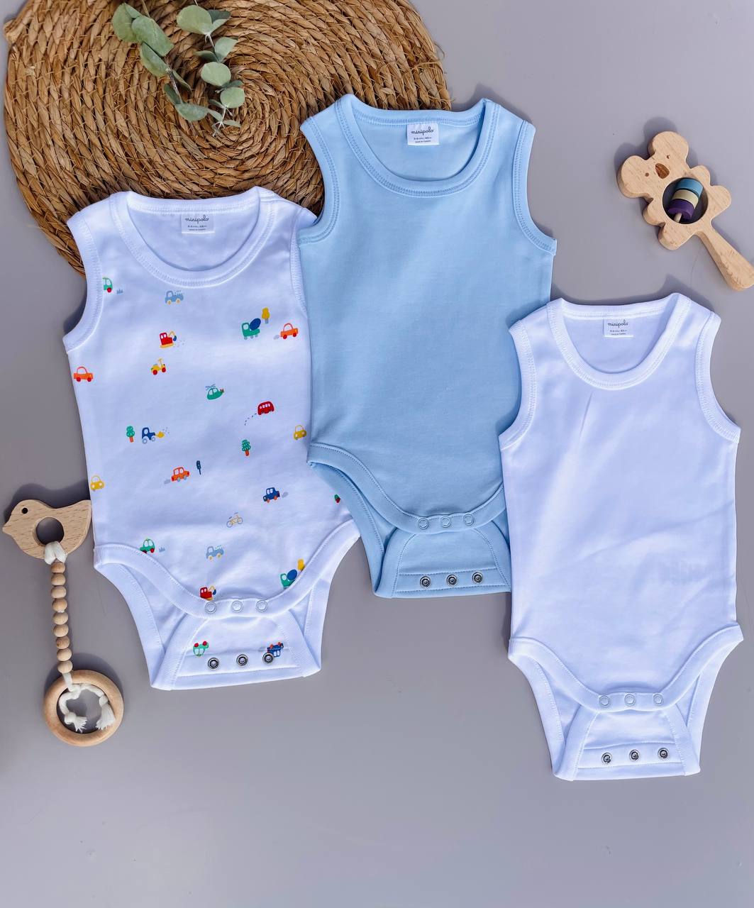 sleeveless Organic Cotton 2 levels Bodysuit
