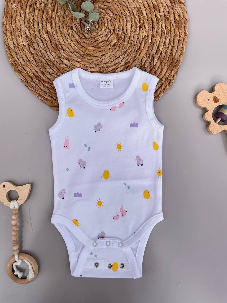 sleeveless Organic Cotton 2 levels Bodysuit