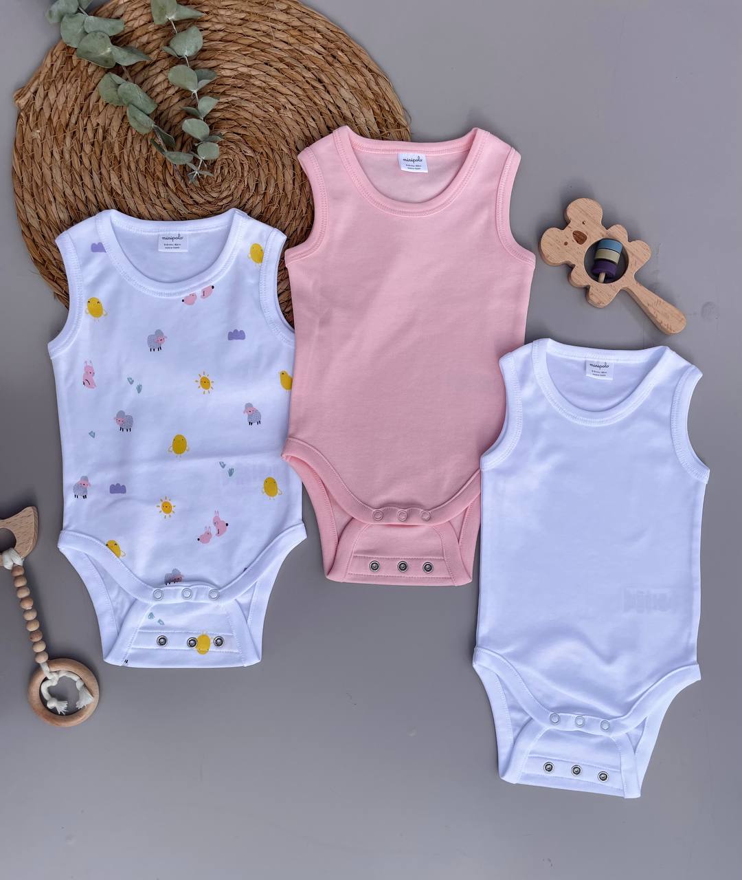sleeveless Organic Cotton 2 levels Bodysuit