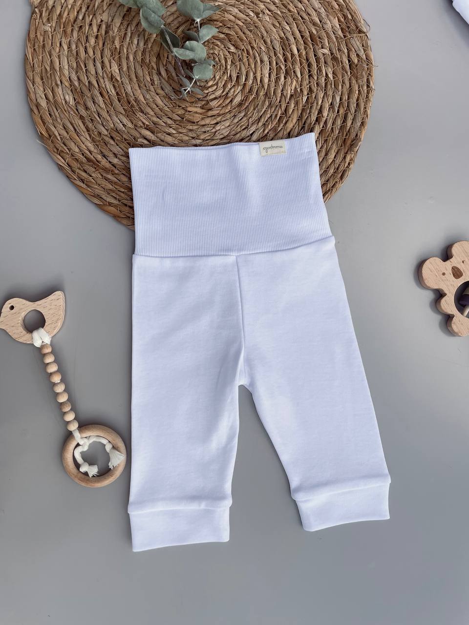 white Organic Cotton High Waisted NO  Footed  Pants