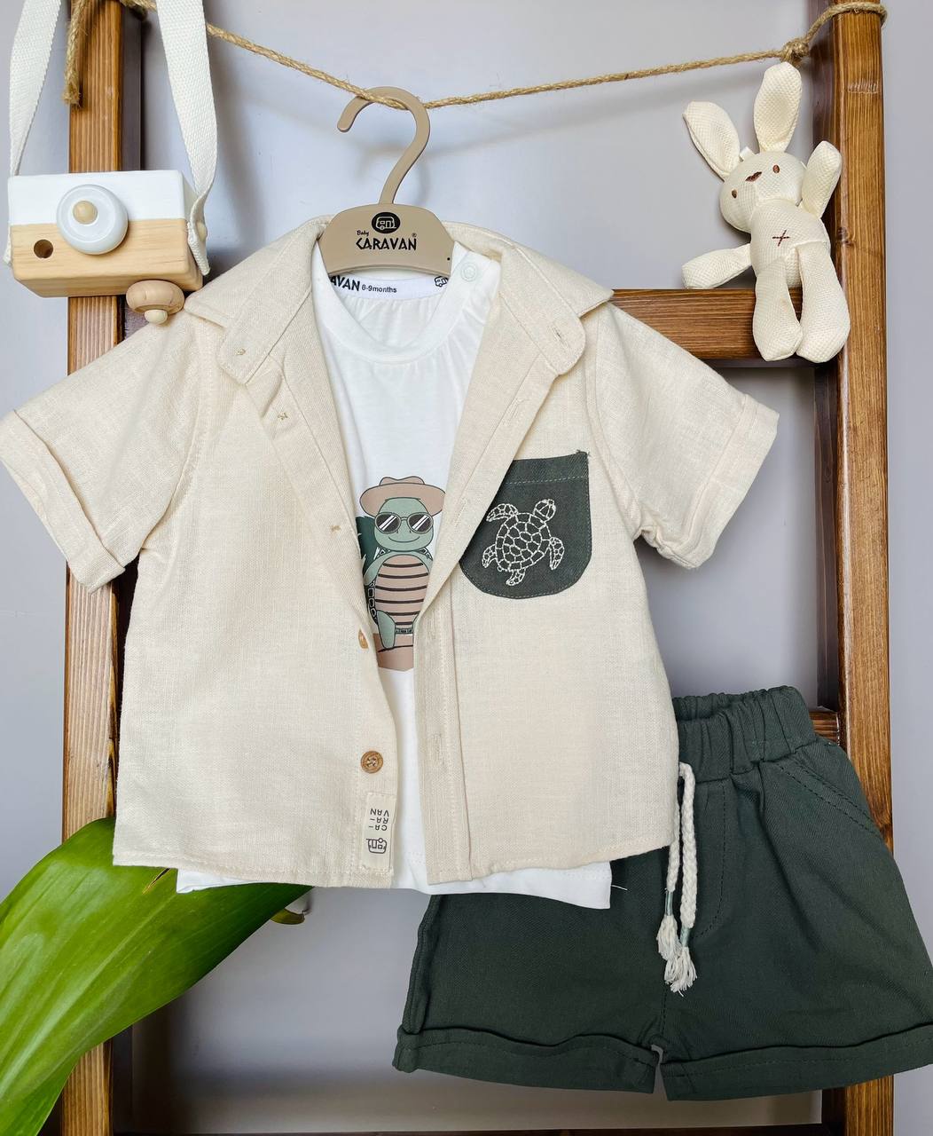 Olive Green And Beige Set 3 Pcs