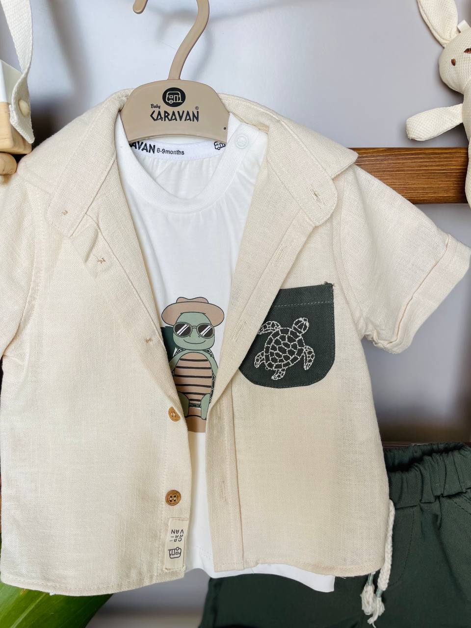 Olive Green And Beige Set 3 Pcs