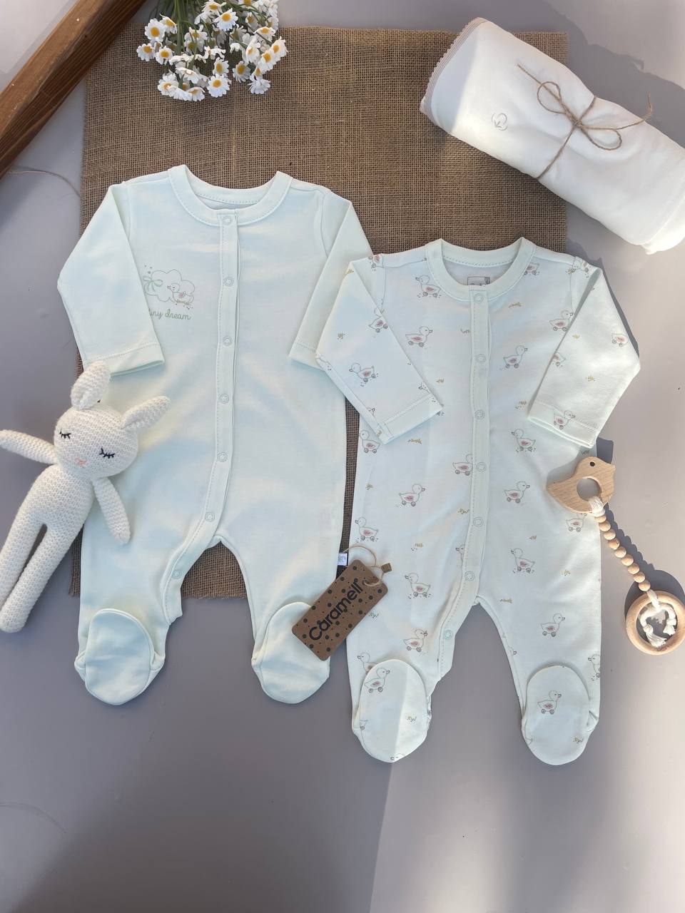 Light Mint 2 Cotton Overalls Duck
