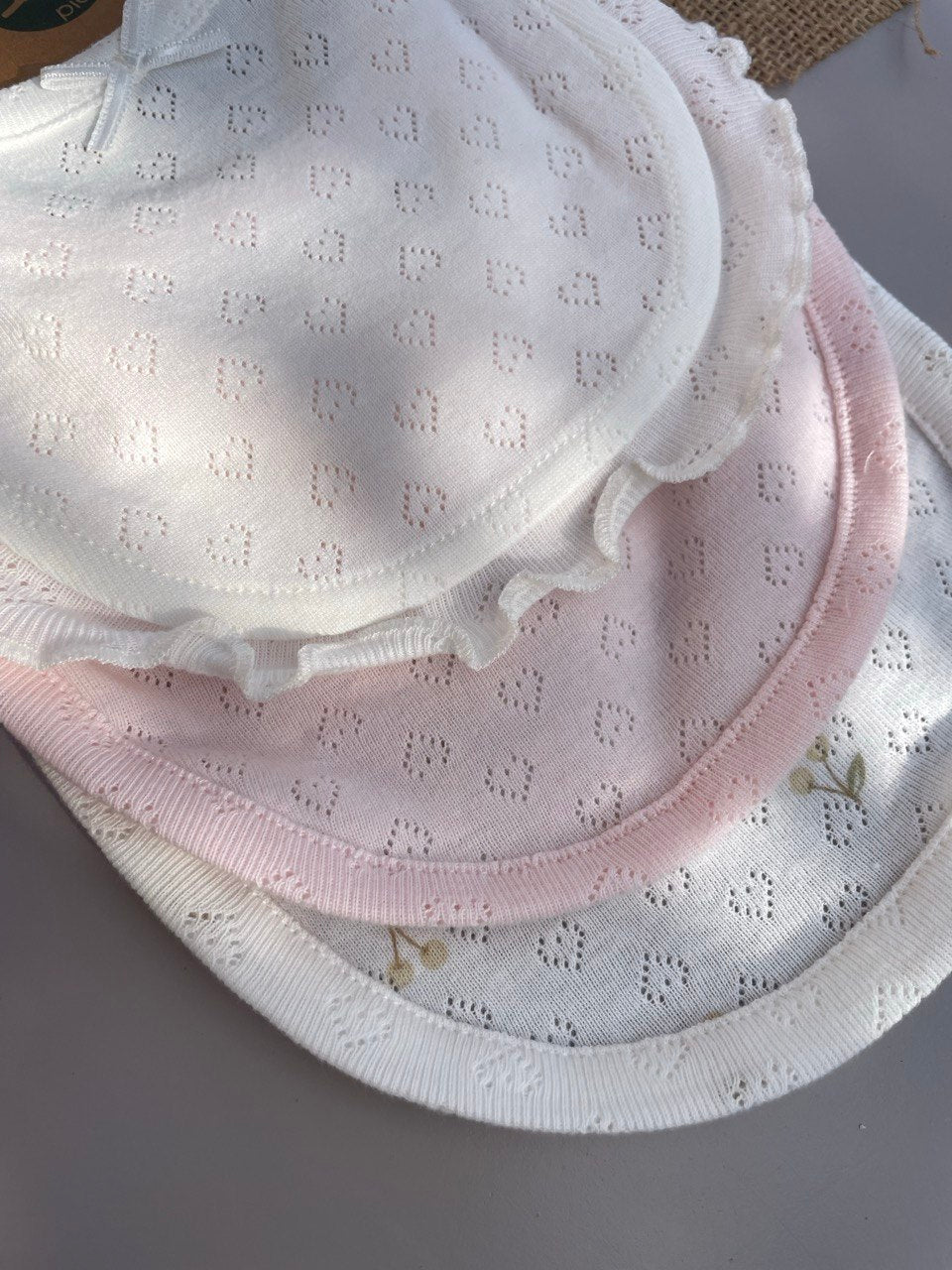 Pink And White Cotton Bibs