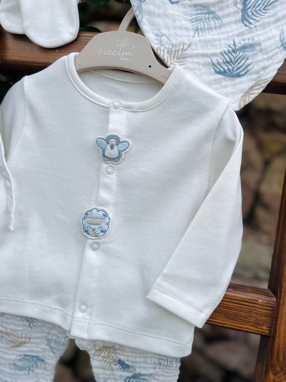 white And Blue Cotton And Muslin Set 5Pcs