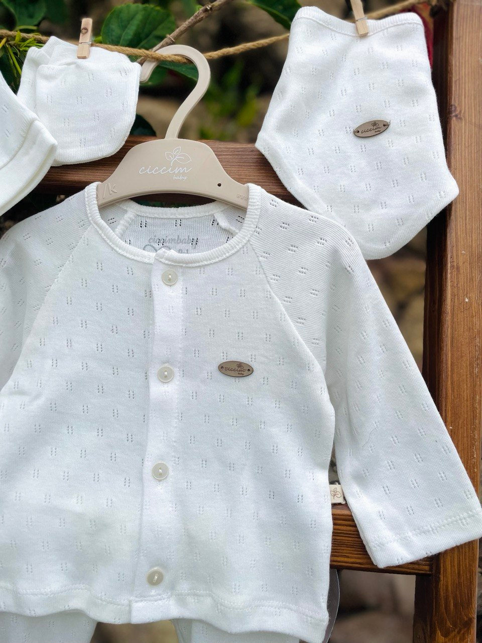 white Simple  Cotton Set 5 Pcs