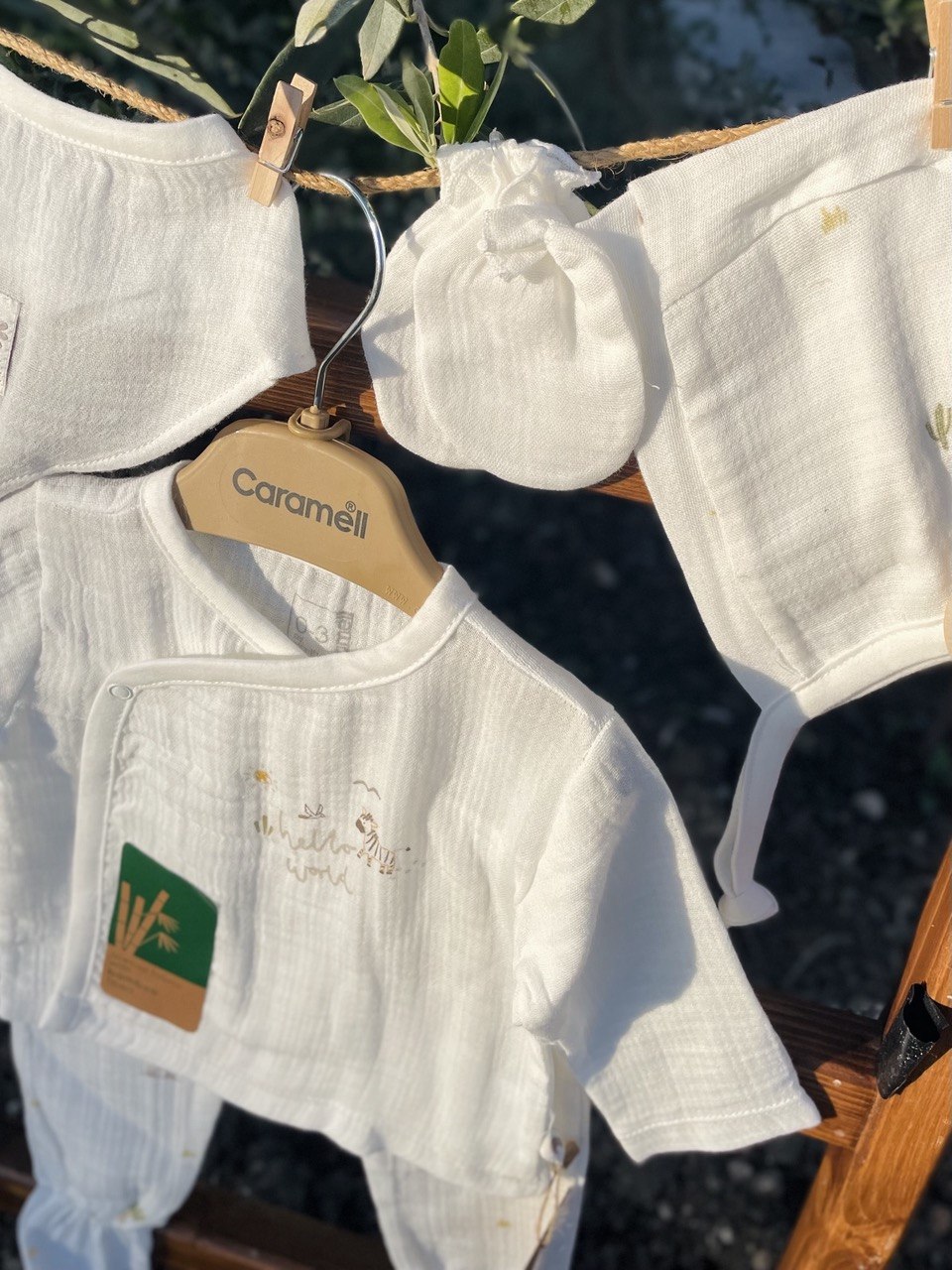 White Safari Bamboo Set 5 Pcs Caramell