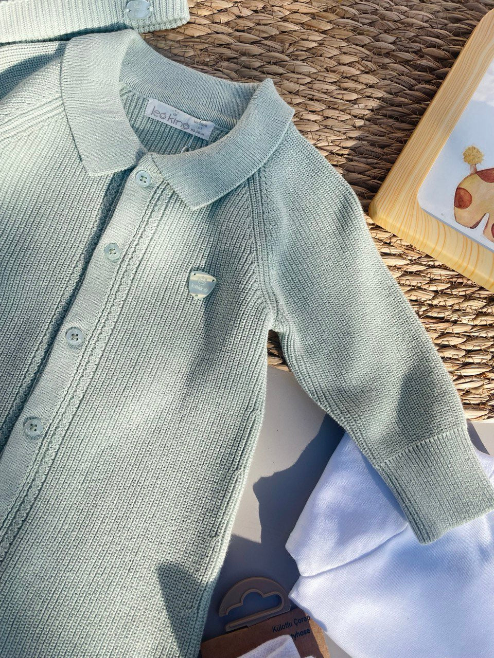 Mint Green Tricot Overall with Hat