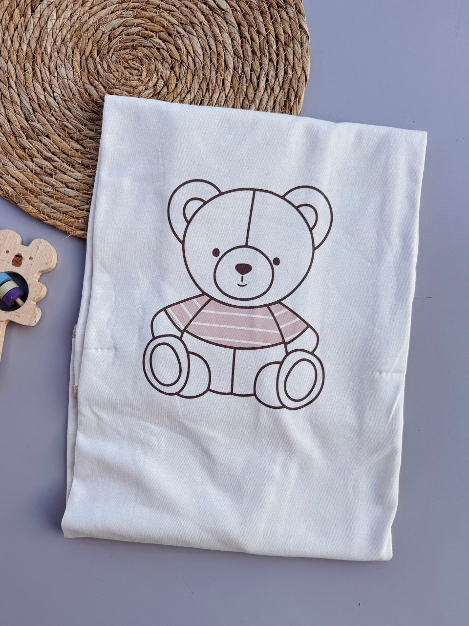 Beige Bear Cotton Blanket