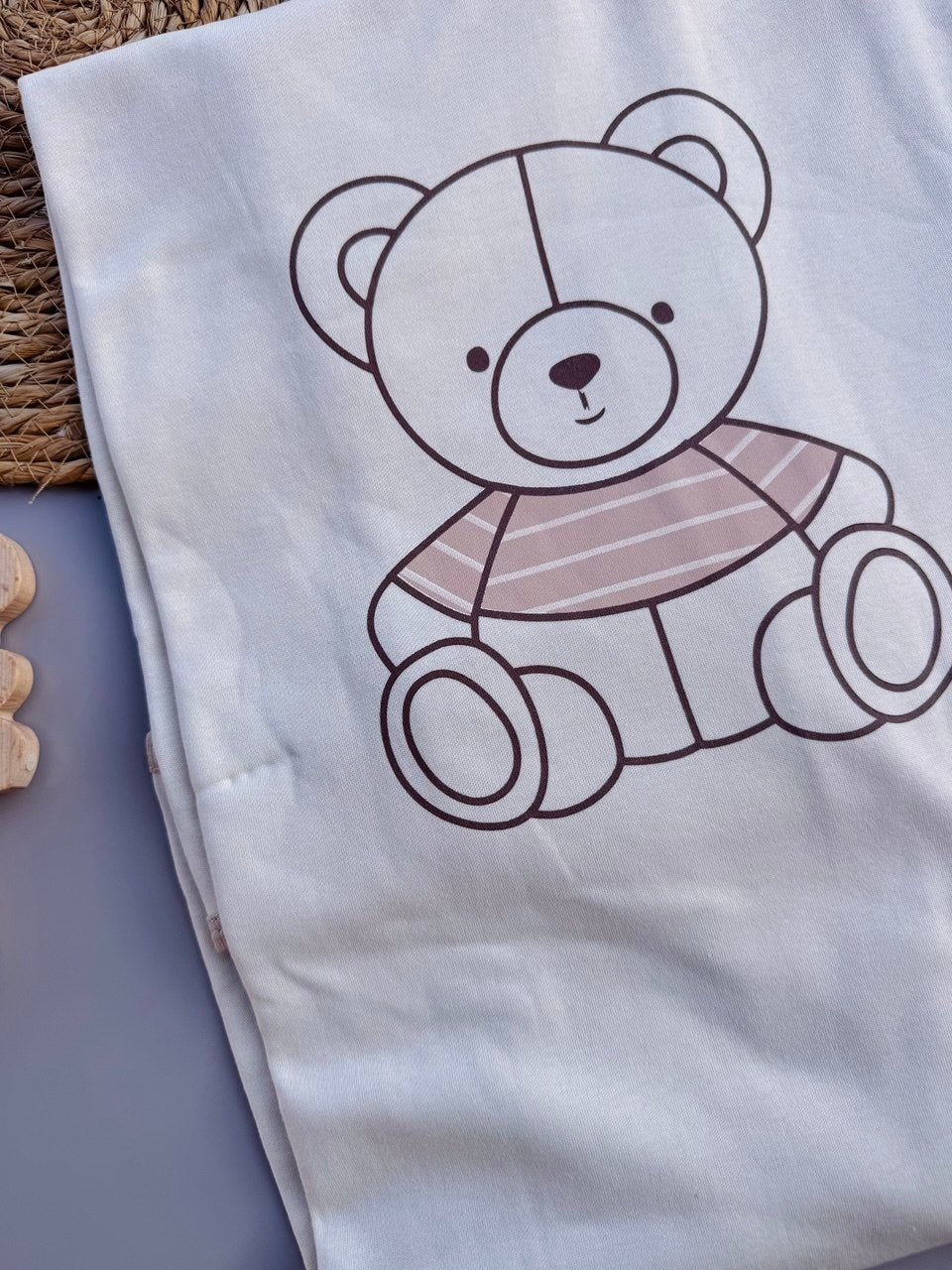 Beige Bear Cotton Blanket