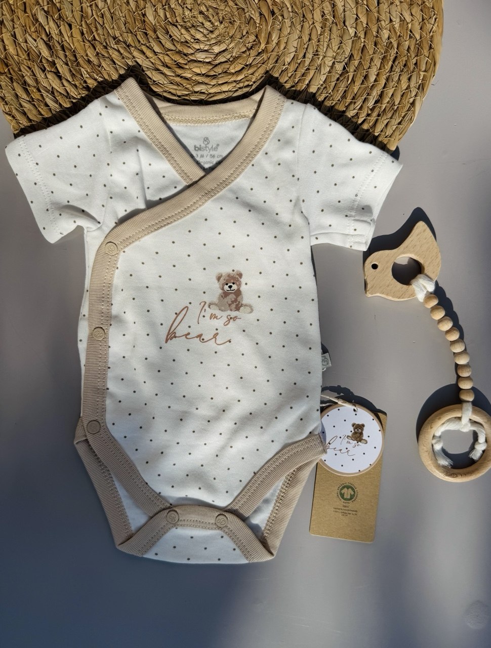 Im So Bear Organic Cotton Double Layer Bodysuit ( GOTS Certified )