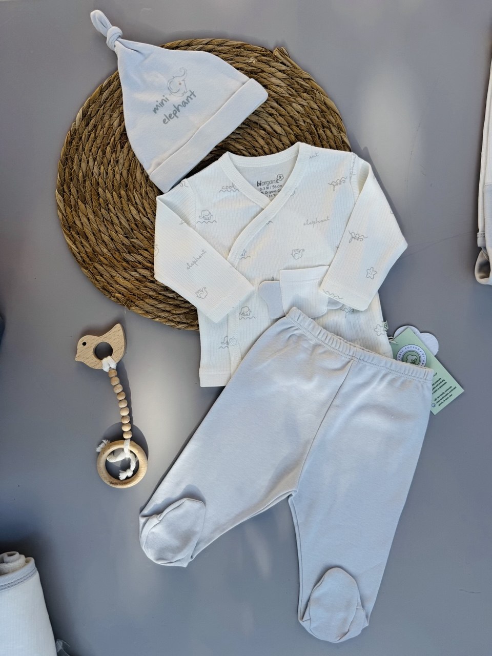 Mini Elephant Organic Cotton Set 3 Pcs