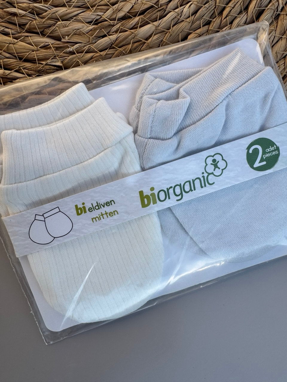 Organic Cotton Grey And White Mittens