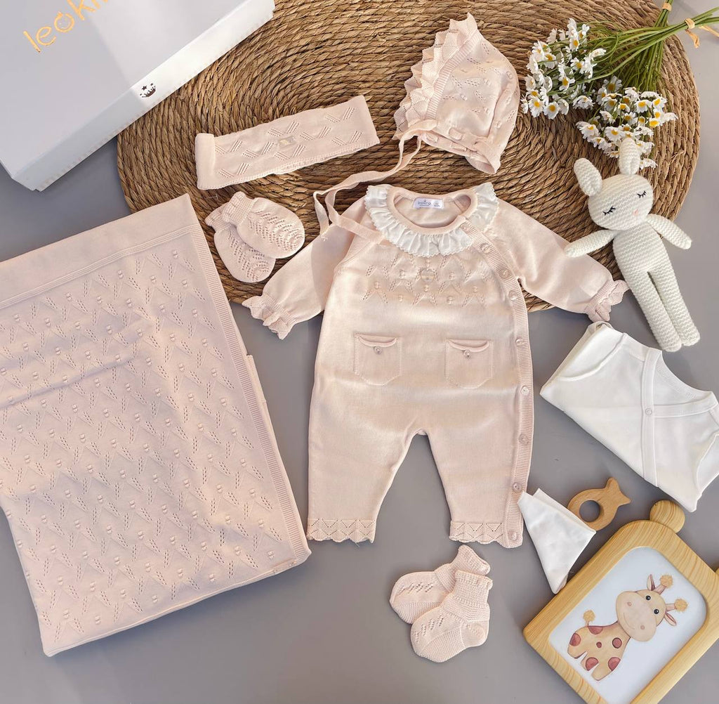 Salmon Pink Organic Cotton Hospital Set 8 Pcs