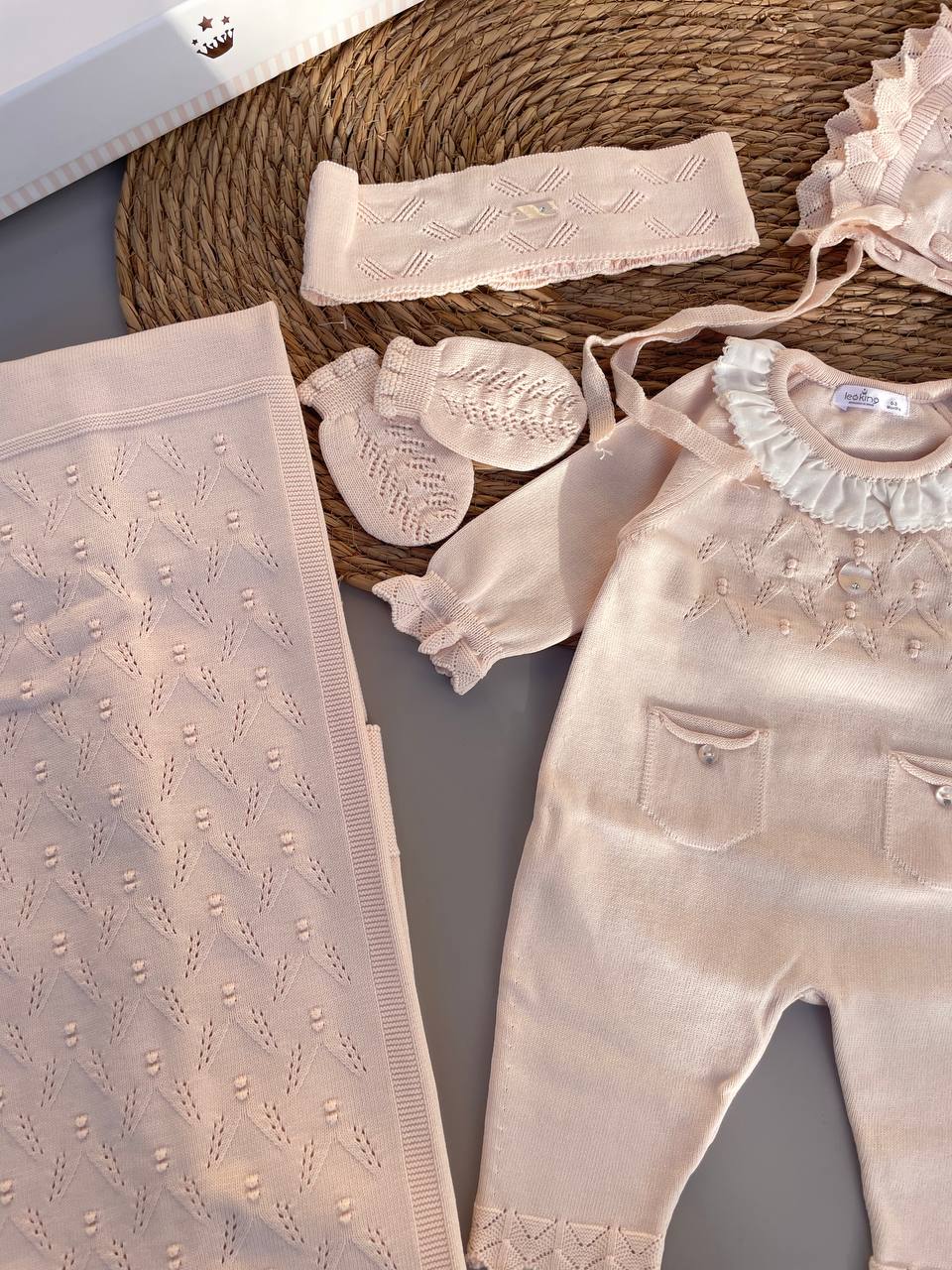 Salmon Pink Organic Cotton Hospital Set 8 Pcs