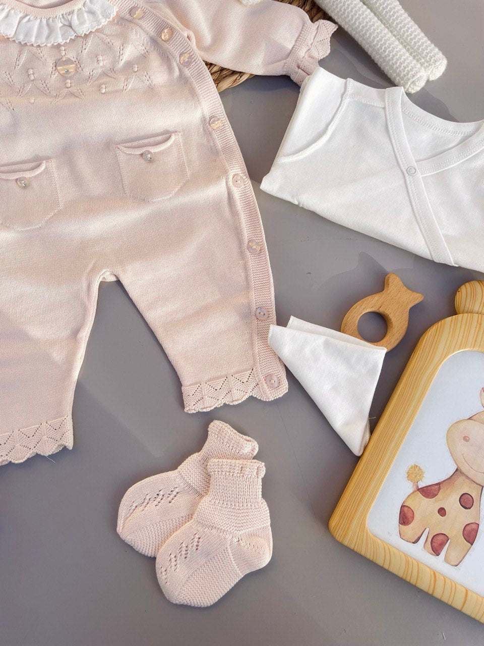 Salmon Pink Organic Cotton Hospital Set 8 Pcs