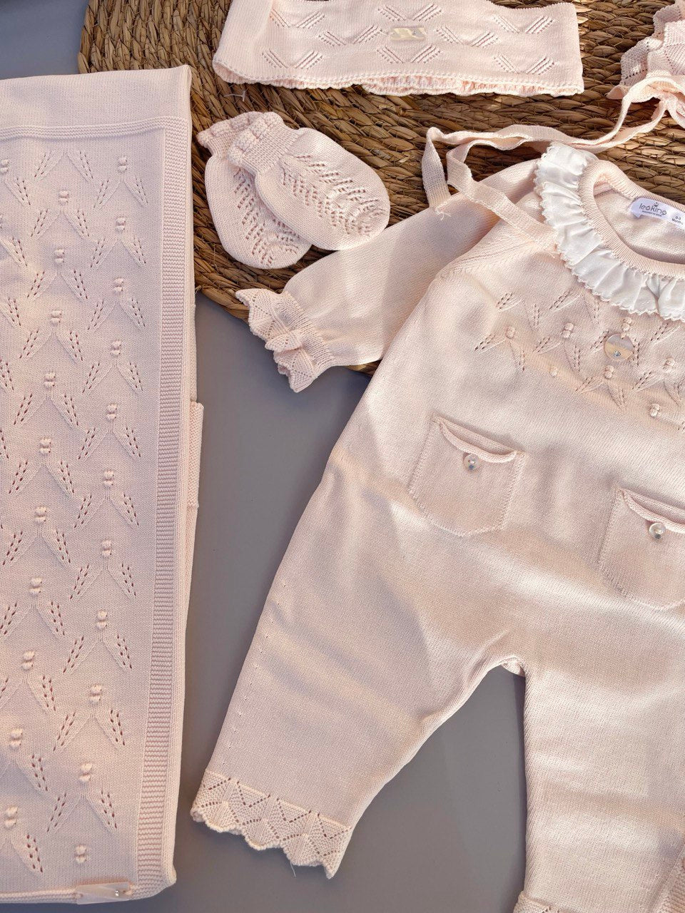 Salmon Pink Organic Cotton Hospital Set 8 Pcs