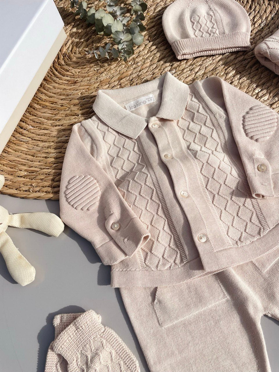 Beige Organic Cotton Hospital Set Tricot