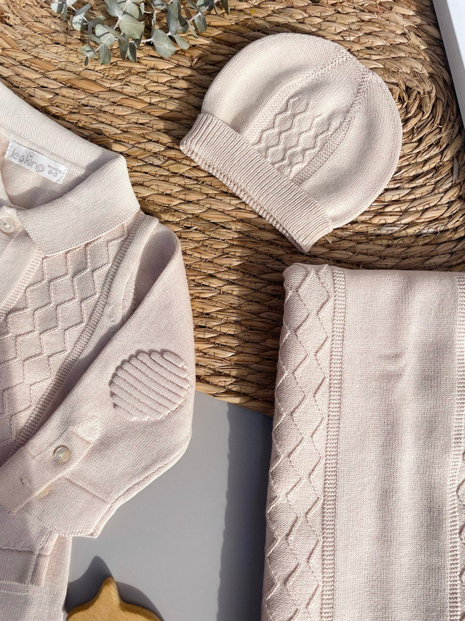 Beige Organic Cotton Hospital Set Tricot