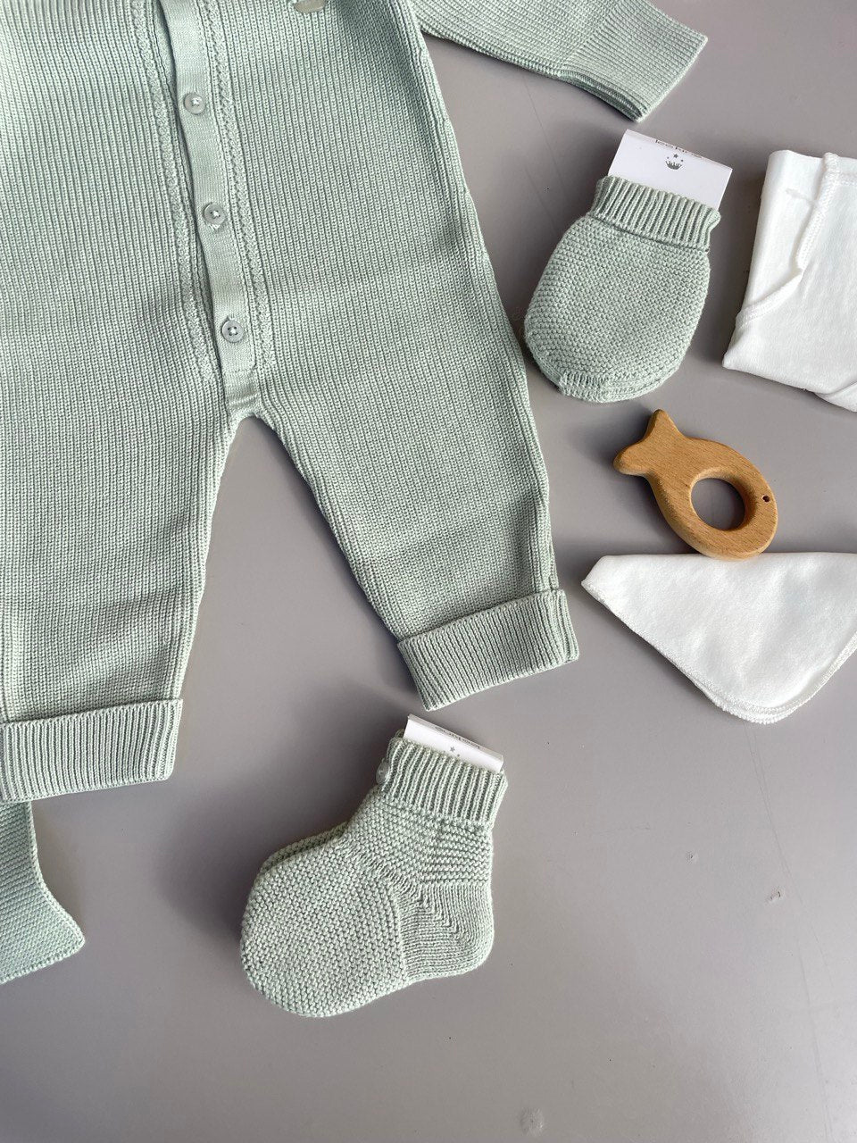 Mint Green Organic Cotton Tricot Hospital Set