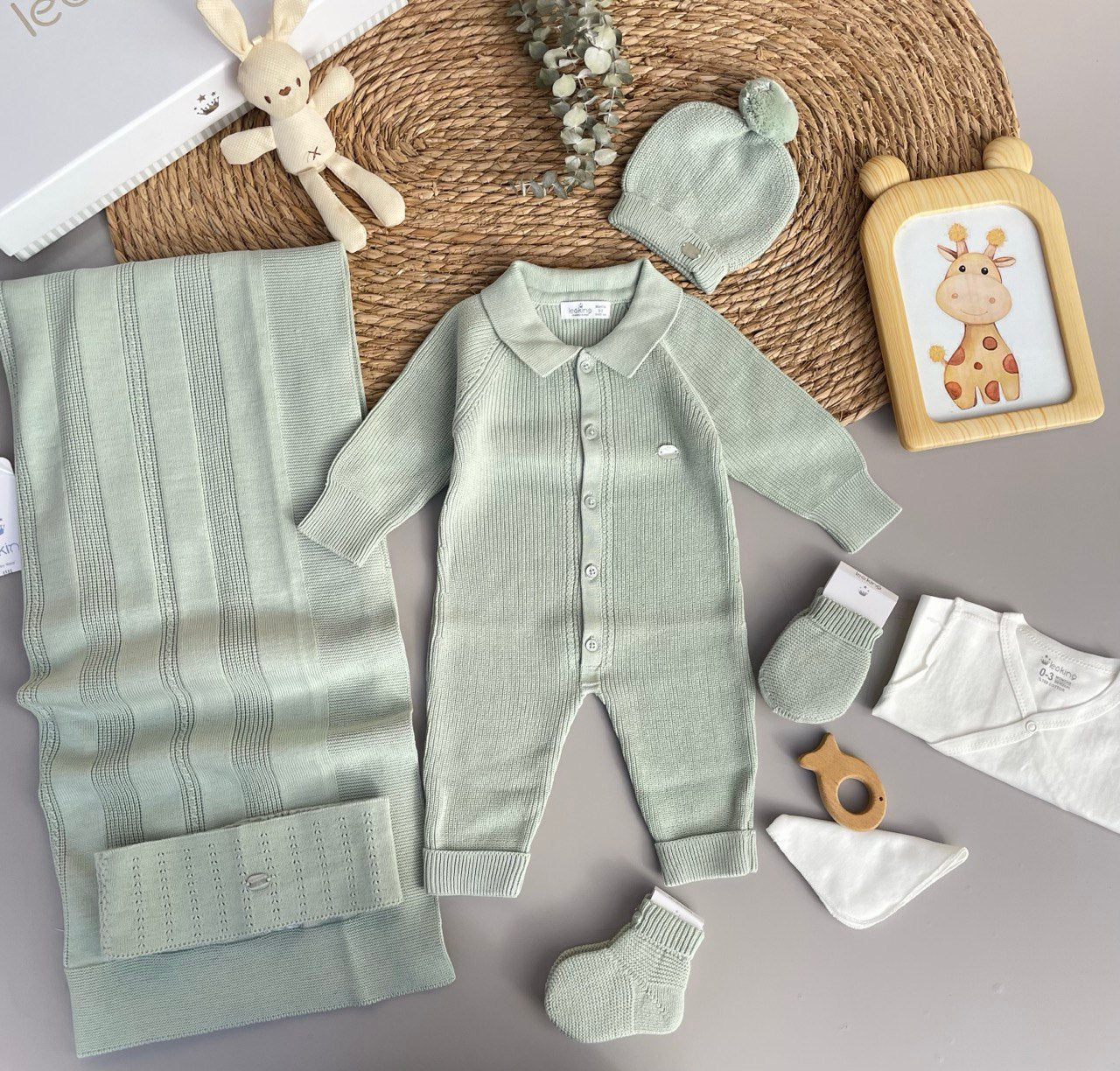 Mint Green Organic Cotton Tricot Hospital Set