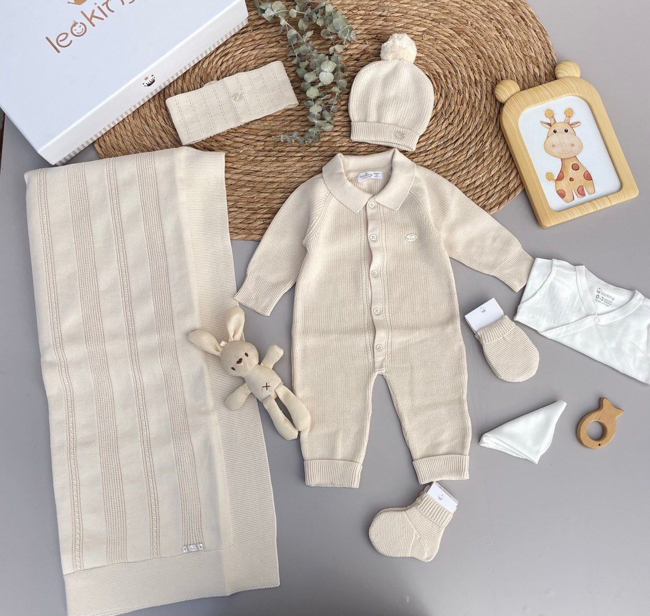 Light Beige Organic Cotton Tricot Hospital Set