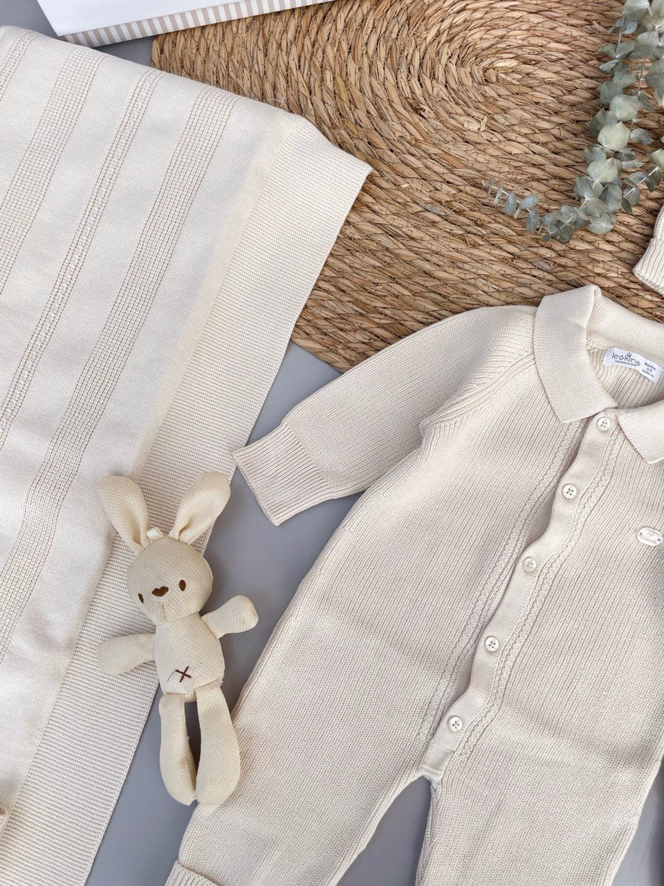 Light Beige Organic Cotton Tricot Hospital Set