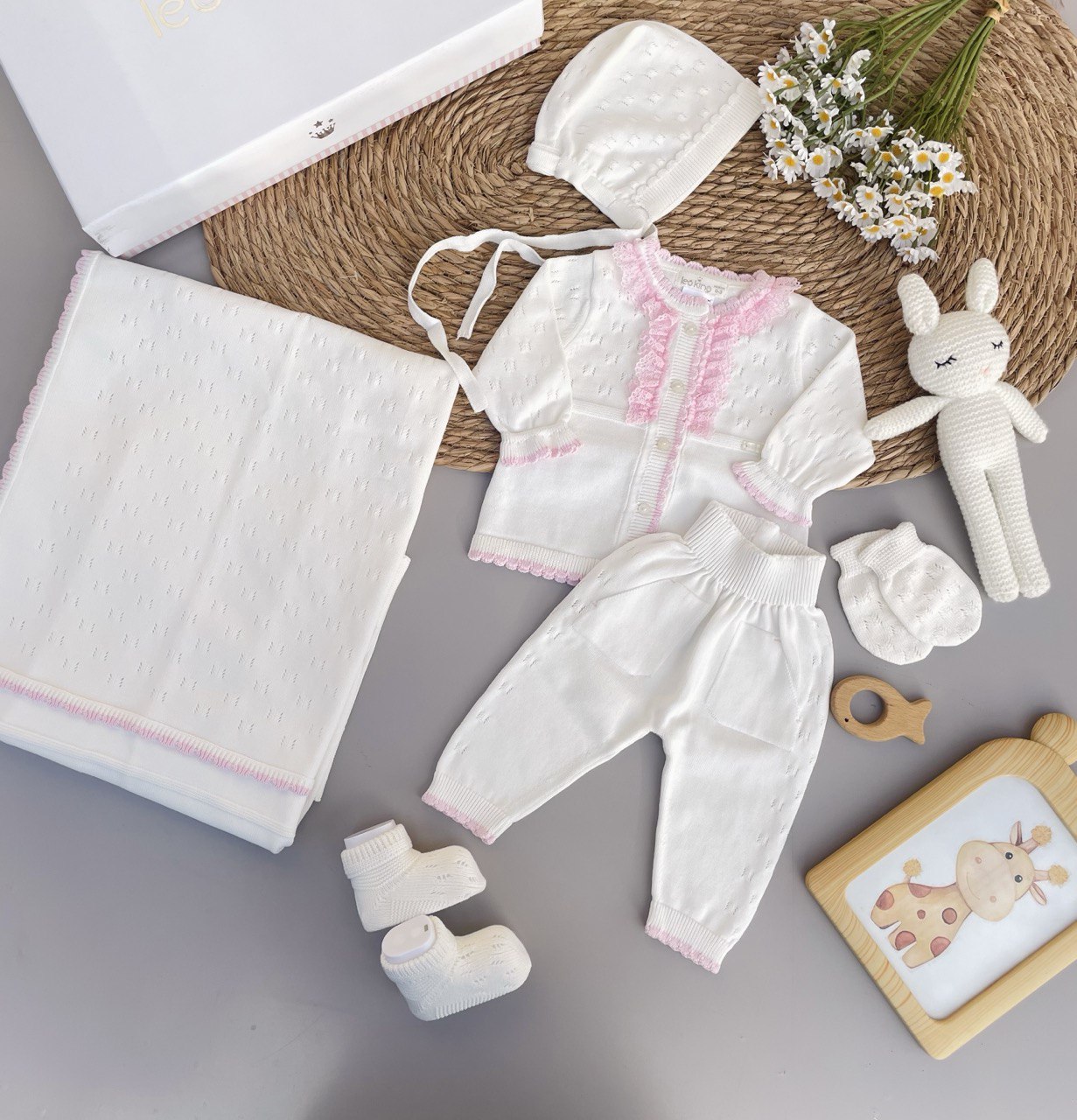 White Pink Organic Cotton Hospital Set