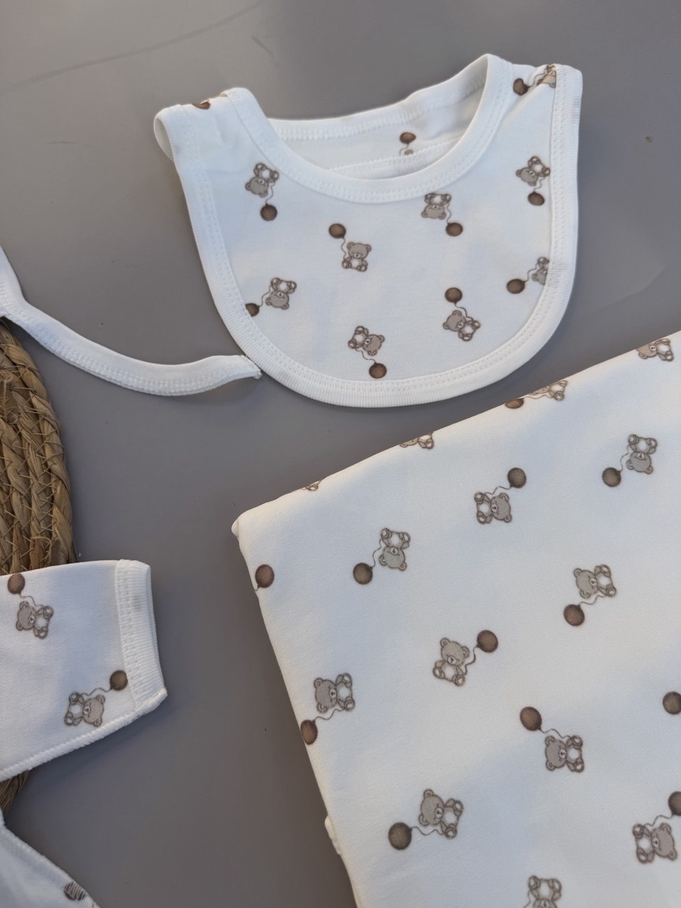 White And Beige Bear Cotton Hospital Set 6 Pcs